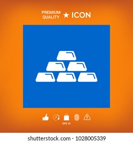 Gold bullion, gold bar icon