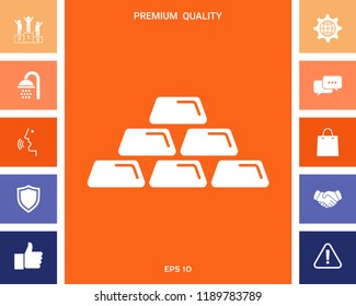 Gold bullion, gold bar icon