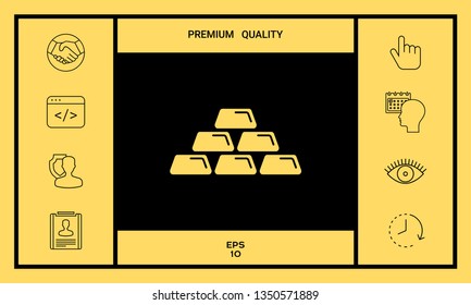 Gold bullion, gold bar icon. Graphic elements for your design