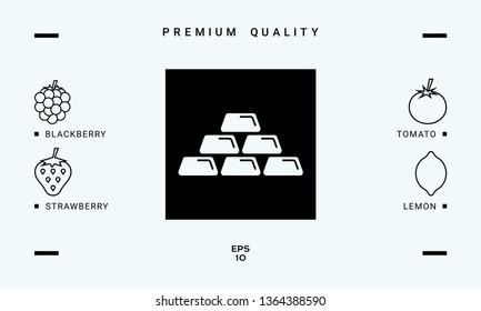 Gold bullion, gold bar icon. Graphic elements for your design