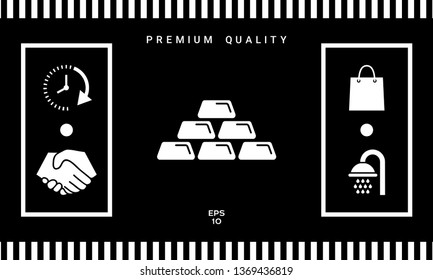 Gold bullion, gold bar icon. Graphic elements for your design