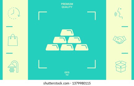 Gold bullion, gold bar icon. Graphic elements for your design