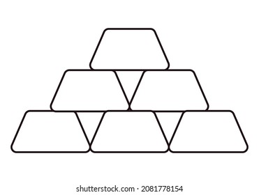 Gold bullion black icon on white background.