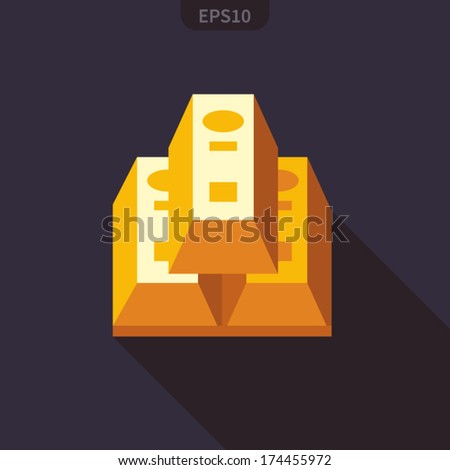 Gold bullion flat icon