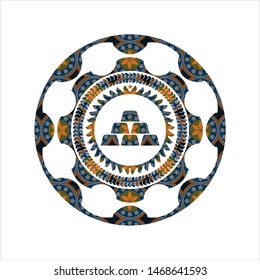 gold bullion icon inside arabesque style badge. arabic decoration.