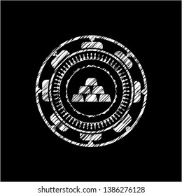 gold bullion icon inside chalk emblem written on a blackboard