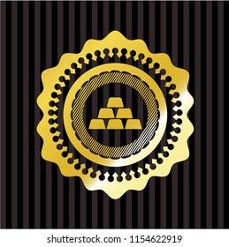 gold bullion icon inside golden badge