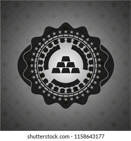 gold bullion icon inside realistic dark emblem