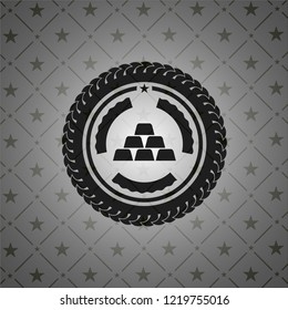 gold bullion icon inside realistic black emblem