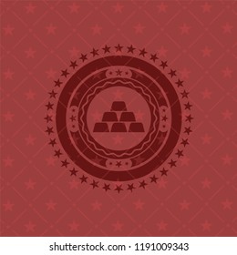 gold bullion icon inside retro style red emblem