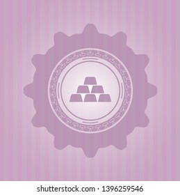 gold bullion icon inside retro style pink emblem
