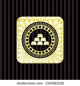 gold bullion icon inside shiny badge