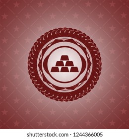 gold bullion icon inside vintage red emblem