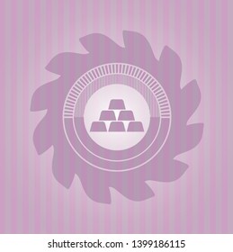 gold bullion icon inside vintage pink emblem