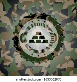 gold bullion icon on camo pattern