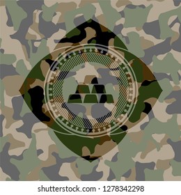 gold bullion icon on camouflage pattern
