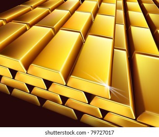 Gold bullion. Vector illustration.