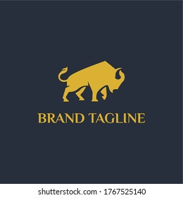 gold bulls design logo vector icon