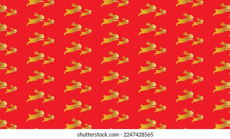 Gold bunny year pattern wallpaper vector