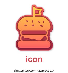 Gold Burger icon isolated on white background. Hamburger icon. Cheeseburger sandwich sign. Fast food menu.  Vector