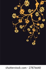 Gold bush hanging down from the top edge of a field