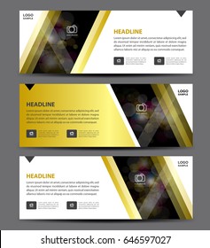Gold  business banner template vector, horizontal banner, advertising display layout, flyer design