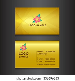gold Business card design,card design, vector illustration,gold background, flower vector,name card