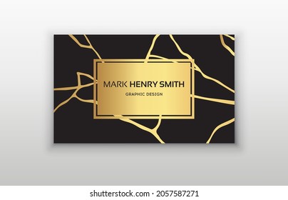 Gold business card kintsugi design. Elegant Gold Texture Set. Marble Business Card. Modern business card template design.