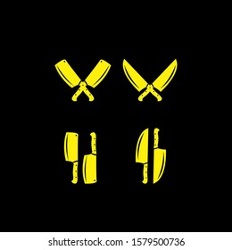 gold butcher knife logo icon design vector