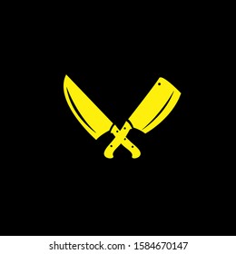 gold butcher knife logo icon design vector