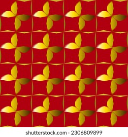 Gold Butterfly ethnic ikat pattern seamless oriental traditional in tribal on red.Design for background,printing,cover,textile,wallpaper,clothing,wrapping,fabric,Vector illustration.embroidery style