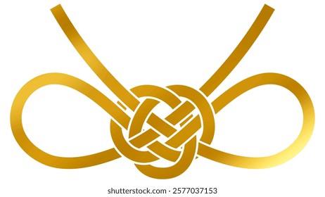 Gold Butterfly Knot Mizuhiki Ribbon Vector Illustration