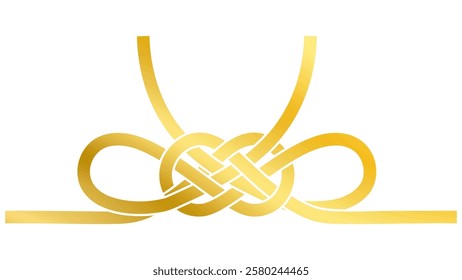 Gold Butterfly Knot Mizuhiki Ribbon Vector Illustration