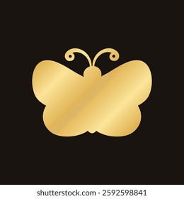 Gold Butterfly Logo. Abstract golden butterfly silhouette icon vector illustration.