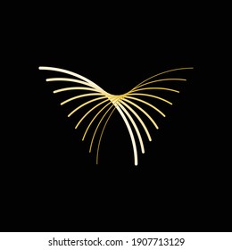 
gold butterfly logo with fancy shape lines