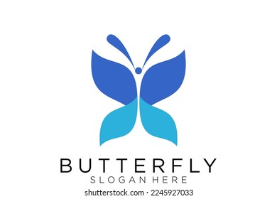 Logo de la mariposa dorada. Este logotipo adecuado para el logotipo cosmético de belleza.