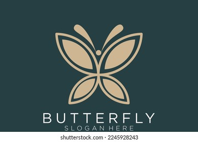 Logo de la mariposa dorada. Este logotipo adecuado para el logotipo cosmético de belleza.