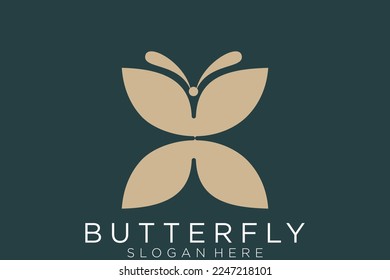 Gold Butterfly Logo. This logo suitable for beauty cosmetic logo.