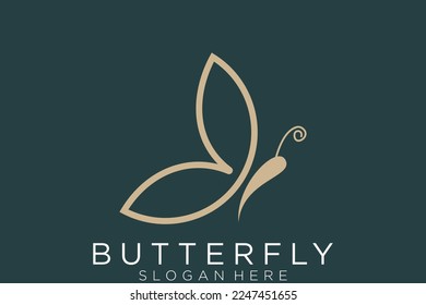 Logo de la mariposa dorada. Este logotipo adecuado para el logotipo cosmético de belleza.