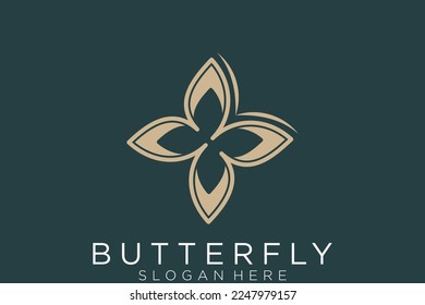 Gold Butterfly Logo. Dieses Logo eignet sich für das Logo für Kosmetik
