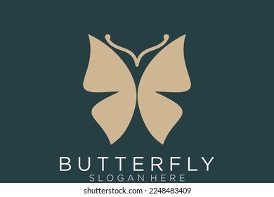 Gold Butterfly Logo. This logo suitable for beauty cosmetic logo