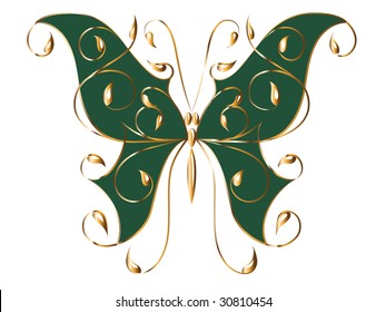  Gold butterfly.  Vector illustration.