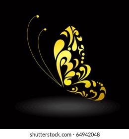 Gold butterfly. Vector image