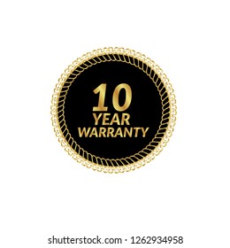 Gold button with 10 years warranty.10 years warranty emblem, label, badge,sticker, logo. 
