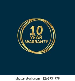Gold button with 10 years warranty.10 years warranty emblem, label, badge,sticker, logo. 