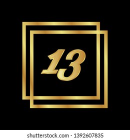 Gold button with 13 years anniversary . emblem, label, badge,sticker, logo. Designed for celebration or anniversary 