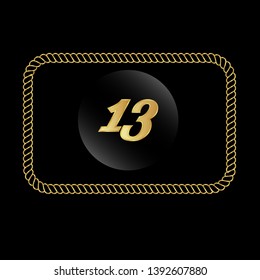 Gold button with 13 years anniversary . emblem, label, badge,sticker, logo. Designed for celebration or anniversary 