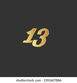 Gold button with 13 years anniversary . emblem, label, badge,sticker, logo. Designed for celebration or anniversary 