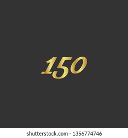 Gold button with 150 years anniversary . emblem, label, badge,sticker, logo. Designed for celebration or anniversary 