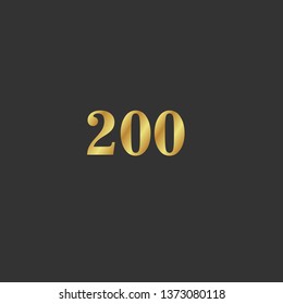 Gold button with 200 years anniversary . emblem, label, badge,sticker, logo. Designed for celebration or anniversary
